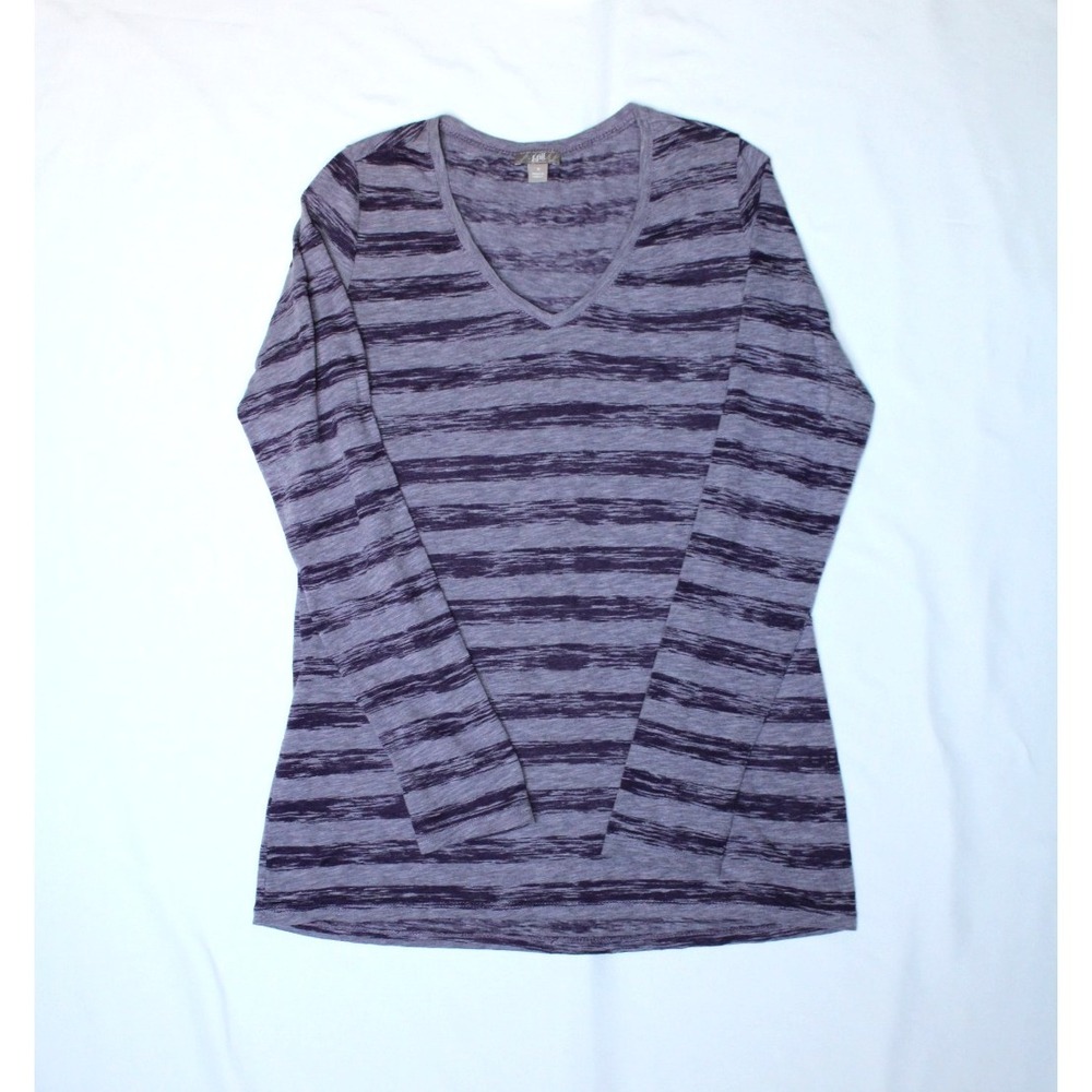 J. Jill Fun Purple Stripe Lightweight Pullover Long Sleeve T-Shirt Top Small